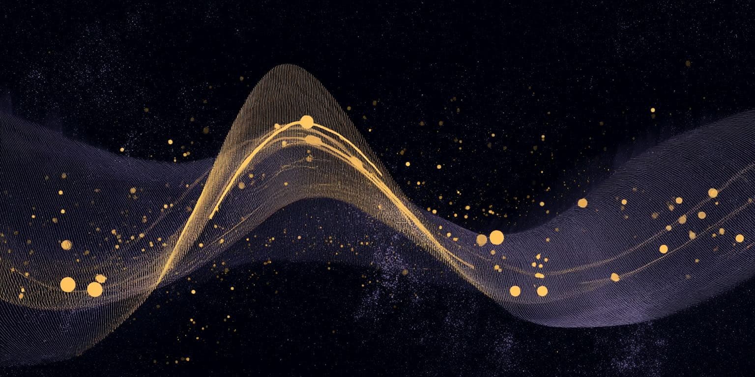 A wave of light and nodes on a dark background — the arc of ideas that changed the world